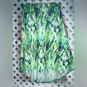 Cato Vibrant Green Patterned Women's Skirt Hi Low size medium